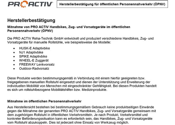 Herstellerbestätigung ÖPNV